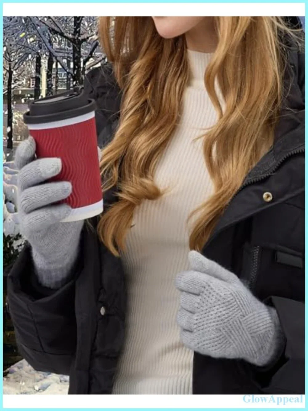 Women's Thermal Touch Screen Gloves Winter Warm Knit Acrylic 3D Pattern
